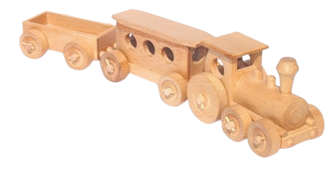 Personenzug aus Buchenholz