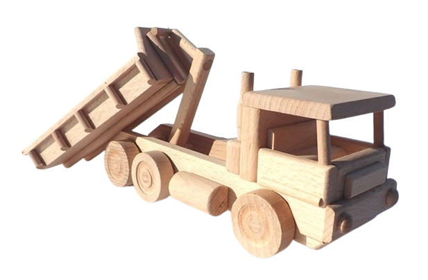 Lastwagen mit Container aus Buchenholz